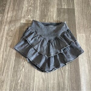 MOTHER Ruffled Denim Mini Skirt